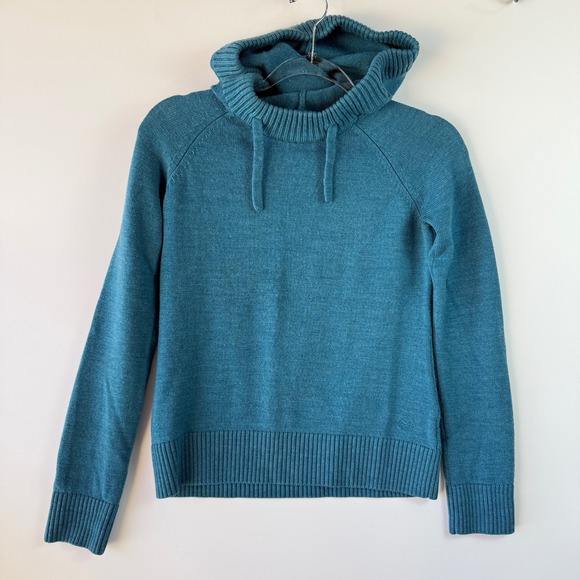 Stio Sweaters - Stio Hooded Sweater Women XS Teal Blue Excellent 100% Merino Wool‎ Pullover 1041